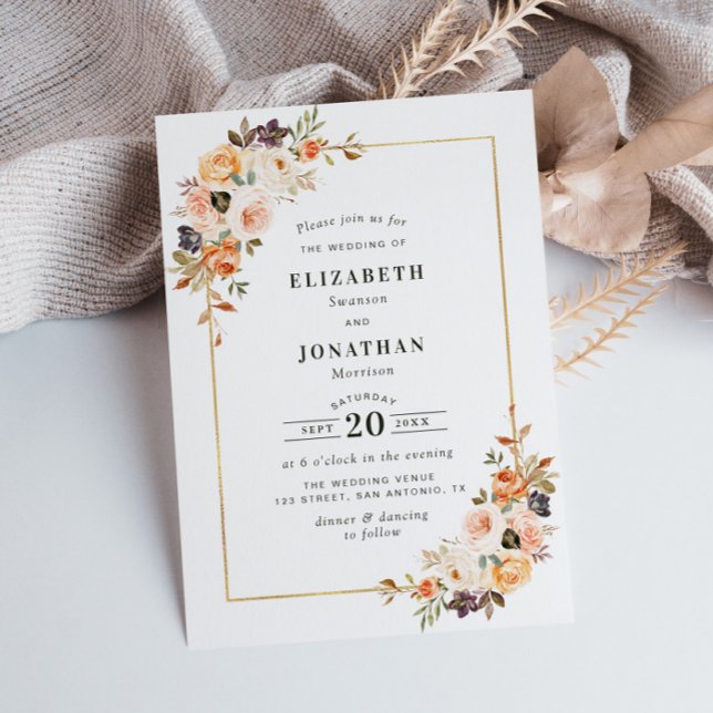 elegant fall blooms wedding invitation (Creator Uploaded)