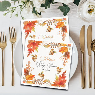 Elegant Fall Boho Floral Baby Shower Napkin