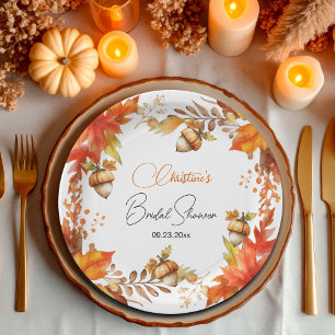 Elegant Fall Boho Floral Bridal Shower Paper Plate