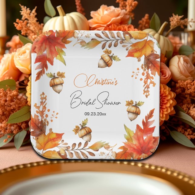 Elegant Fall Boho Floral Bridal Shower Paper Plate (Creator Uploaded)
