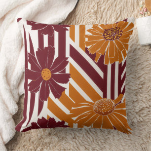 Elegant Fall Botanical Geometric Pattern Cushion