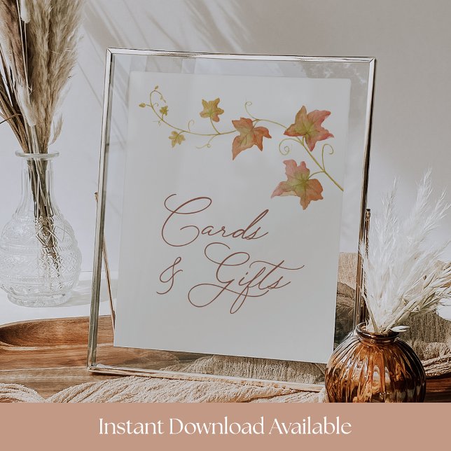 Elegant Fall Bridal Shower Cards & Gifts Sign (Creator Uploaded)