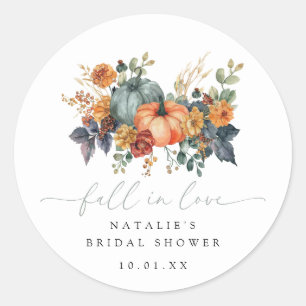 Elegant Fall Bridal Shower Classic Round Sticker