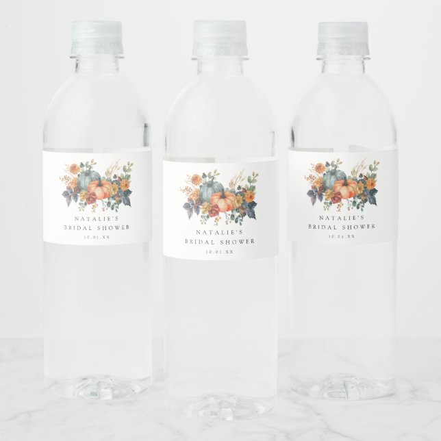 Elegant Fall Bridal Shower Water Bottle Label (Bottles)