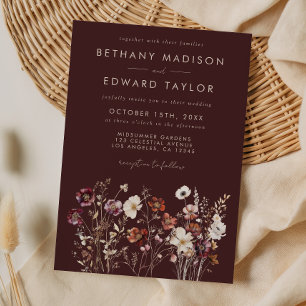 Elegant Fall Brown Floral Wedding Invitation