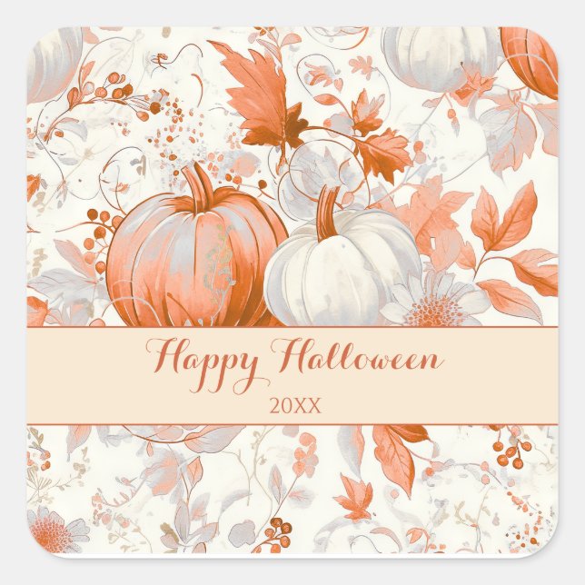 Elegant Fall Chinoiserie Halloween  Square Sticker (Front)