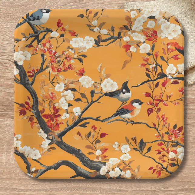 Elegant Fall Chinoiserie Paper Plate (Creator Uploaded)