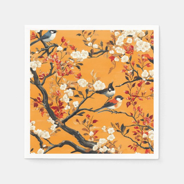 Elegant Fall Chinoiserie Paper Plate Napkin (Front)