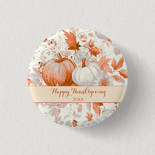 Elegant Fall Chinoiserie Thanksgiving  3 Cm Round Badge