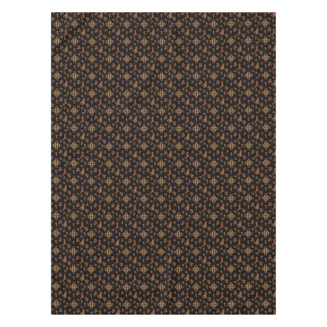 Elegant Fall Dachshund Pattern: Autumn Blooms Tablecloth (Front)
