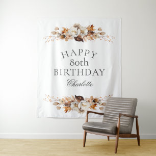 Elegant Fall Floral 80th Birthday Party Tapestry