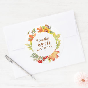 Elegant Fall Floral 95th Birthday  Classic Round Sticker
