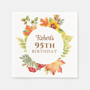 Elegant Fall Floral 95th Birthday Napkin