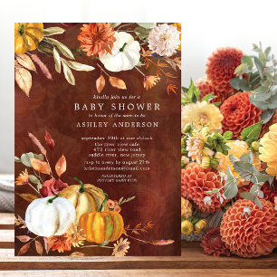 Elegant Fall Floral Autumn Baby Shower  Invitation