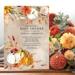 Elegant Fall Floral Autumn Baby Shower Invitation