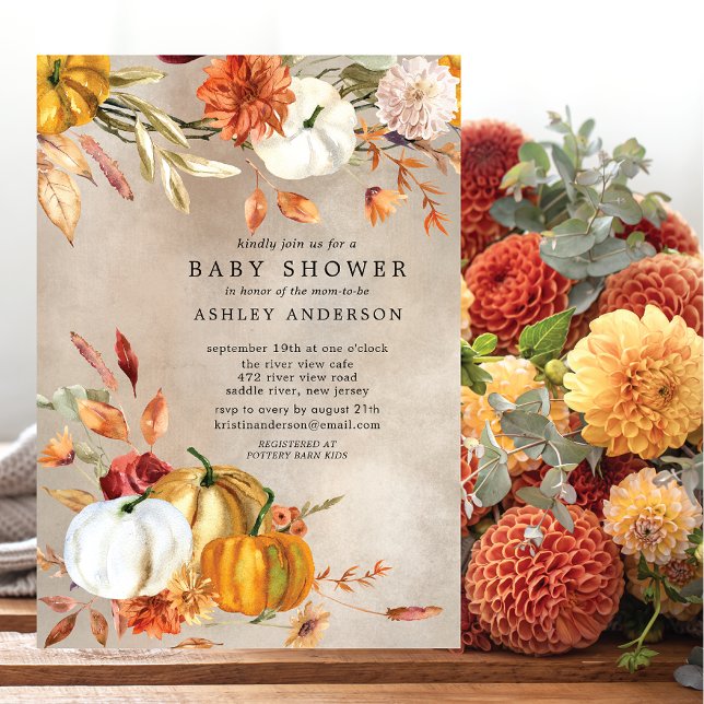 Elegant Fall Floral Autumn Baby Shower  Invitation (Creator Uploaded)