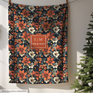 Elegant fall floral blanket in rusty tones pastel