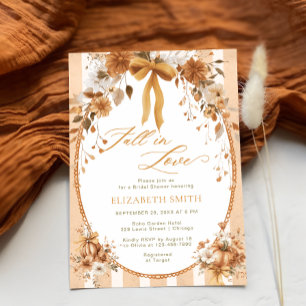 Elegant Fall Floral Bow Fall in Love Bridal Shower Invitation