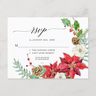 Elegant Fall Floral Burgundy Blush Floral Gold Hol Holiday Postcard