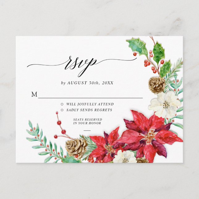 Elegant Fall Floral Burgundy Blush Floral Gold Holiday Postcard (Front)