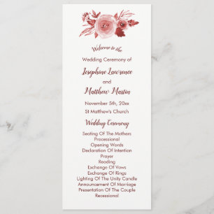 Elegant Fall Floral Burgundy Wedding Programs