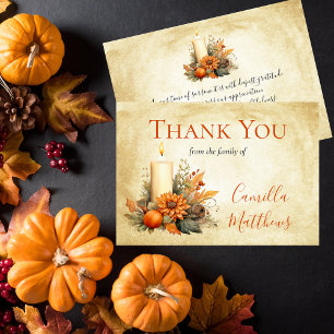 Elegant Fall Floral Candle Bereavement Thank You Card