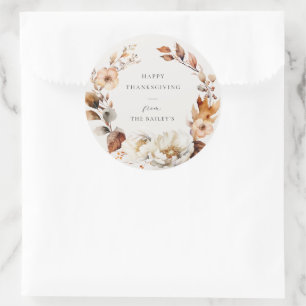 Elegant Fall Floral  Classic Round Sticker