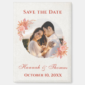 Elegant Fall Floral Custom Photo Save the Date Magnet
