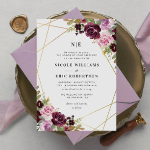 elegant fall floral geometric wedding invitation