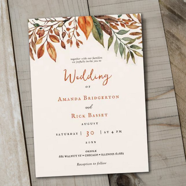 Elegant Fall Floral Hand Lettering Wedding Invitation (Creator Uploaded)