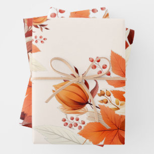 Elegant fall floral leaves baby shower  wrapping paper sheet
