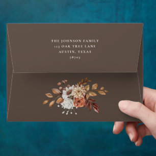 Elegant Fall Floral Leaves Return Address Envelope