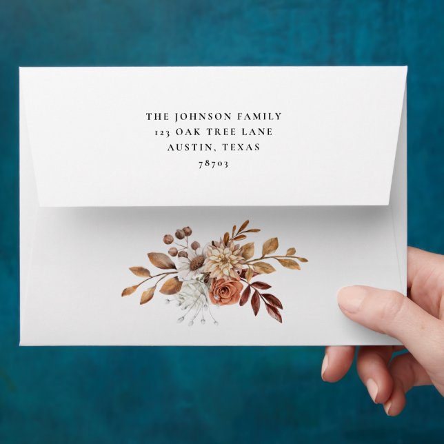 Elegant Fall Floral Leaves Return Address Envelope (Hand)