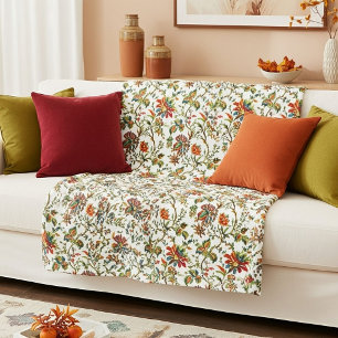 Elegant fall floral pattern fleece blanket