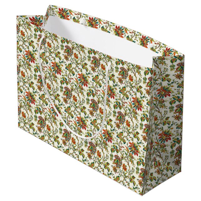 Elegant fall floral pattern  large gift bag (Back Angled)