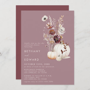 Elegant Fall Floral Pumpkin Rehearsal Dinner Invitation