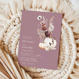 Elegant Fall Floral Pumpkin Wedding Invitation