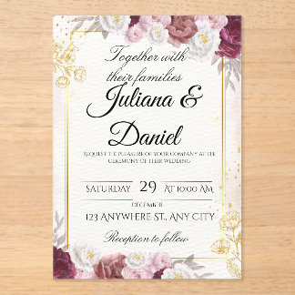 Elegant Fall Floral Pumpkin Wedding Invitation Car