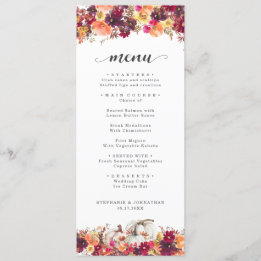 Elegant Fall Floral Pumpkin Wedding Menu
