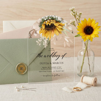 Elegant Fall Floral Rustic Wedding Invite Acrylic Invitations