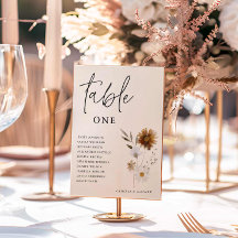 Elegant Fall Floral Table Number Seating Chart