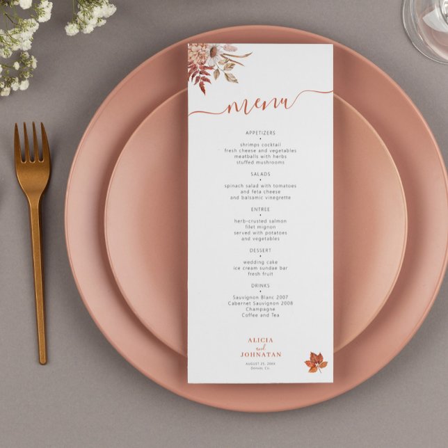 Elegant fall floral terracotta wedding  menu (Creator Uploaded)