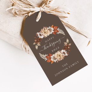 Elegant Fall Floral Thanksgiving Gift Tags