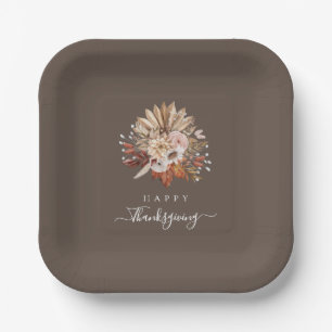 Elegant Fall Floral Thanksgiving  Paper Plate