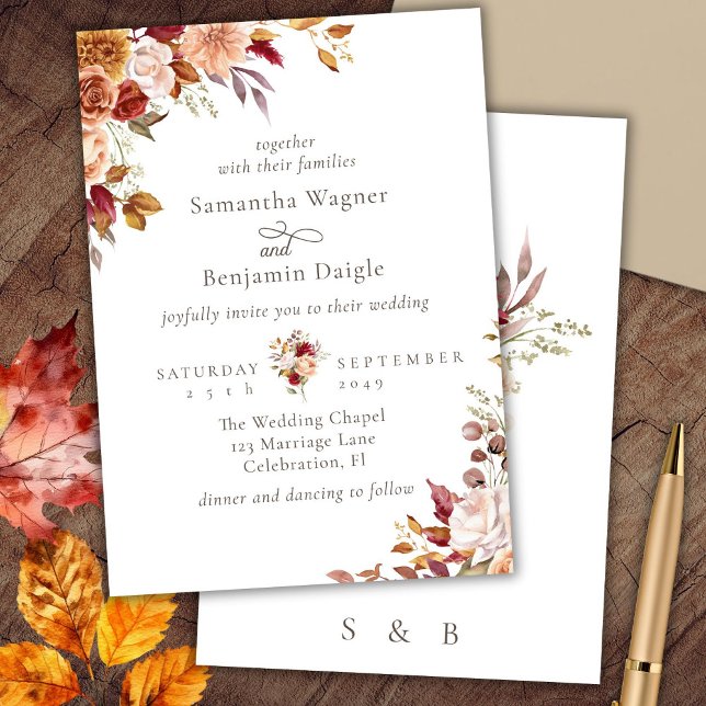 Elegant Fall Floral Wedding Invitation (Creator Uploaded)