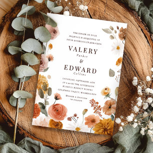 Elegant Fall Floral Wedding Invitation
