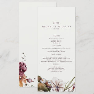 Elegant Fall Floral Wedding Menu