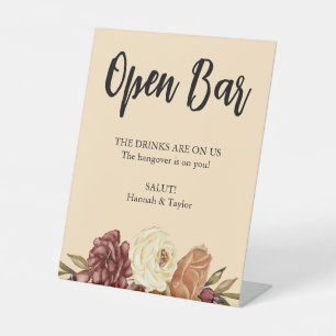 Elegant Fall Floral Wedding Pedestal Sign