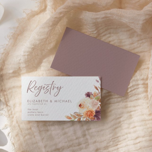 Elegant Fall Floral Wedding Registry Card (Creator Uploaded)