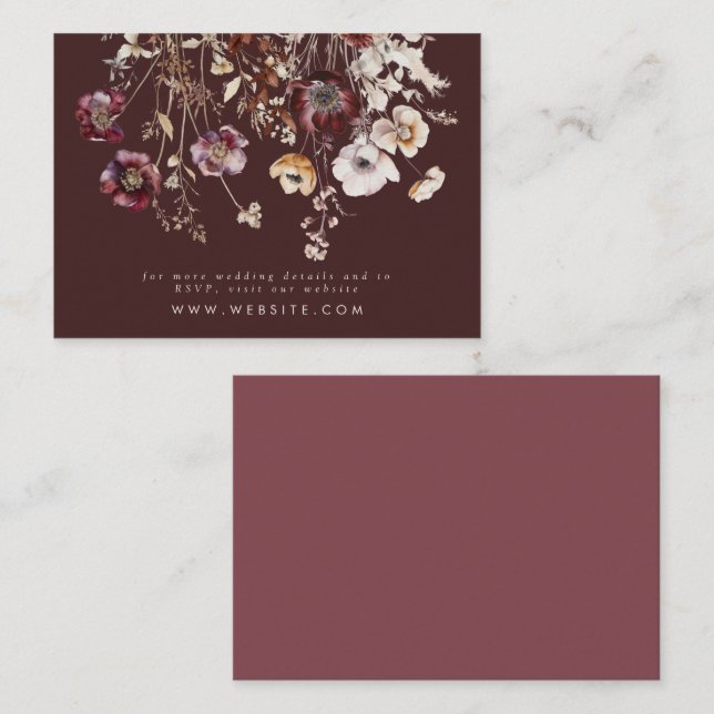 Elegant Fall Floral Wedding Website Enclosure Card (Front/Back)